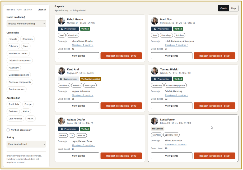 AGENTS - Find the right people. Explore experience and trading coverage.